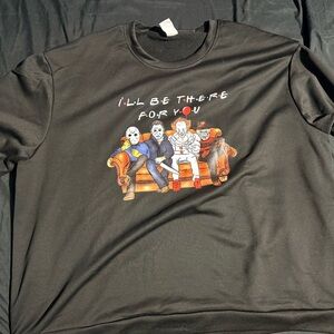 Black Graphic Sweatshirt with Horror Characters